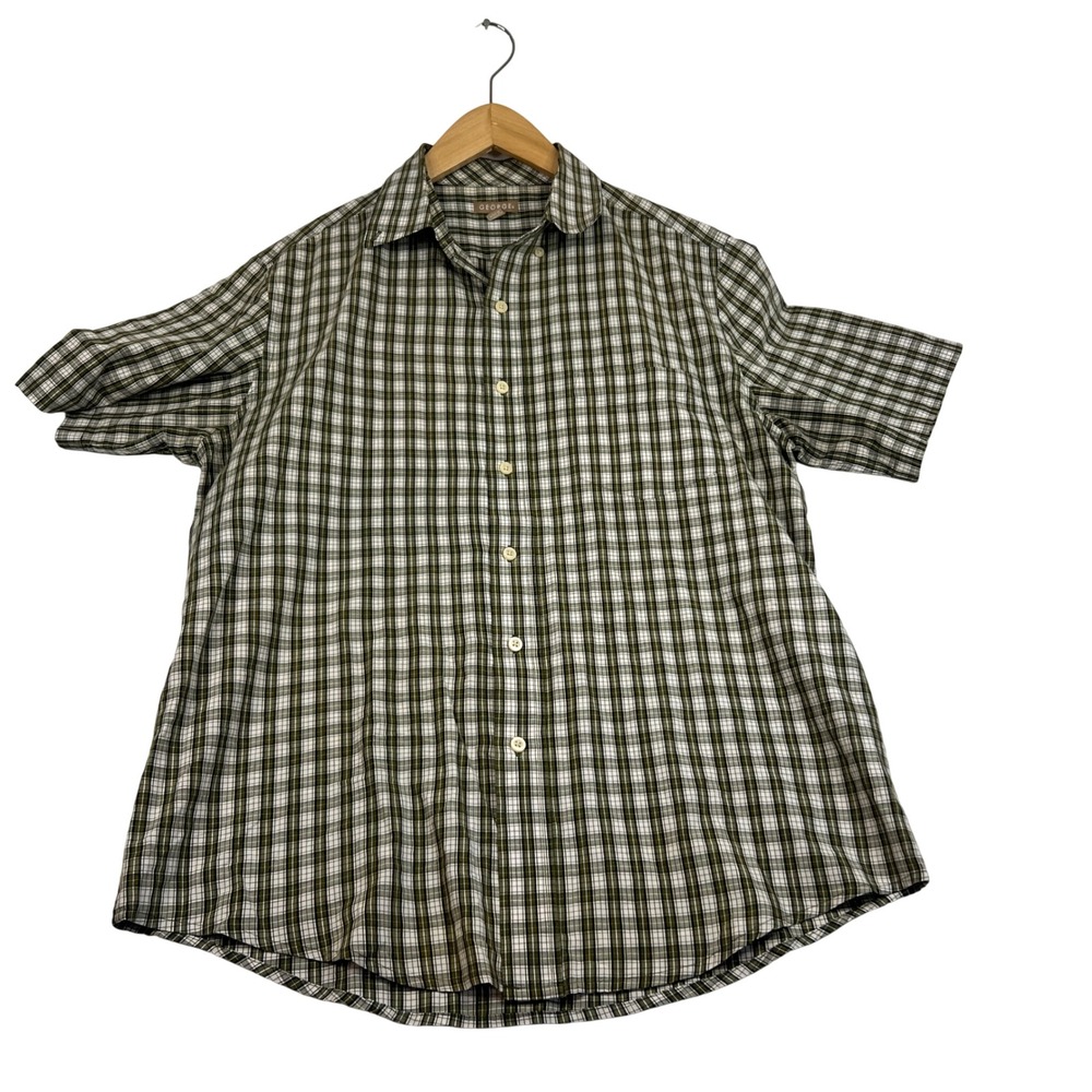 George Mens Short Sleeve Plaid Button Down Shirt Green Nymph GM111122 Size M